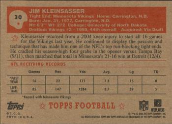 2006 Topps Heritage #30 Jim Kleinsasser Back
