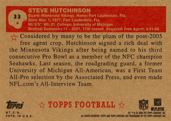 2006 Topps Heritage #33 Steve Hutchinson Back
