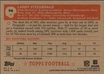 2006 Topps Heritage #96 Larry Fitzgerald Back
