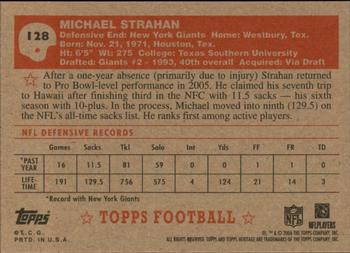2006 Topps Heritage #128 Michael Strahan Back