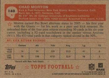 2006 Topps Heritage #140 Chad Morton Back