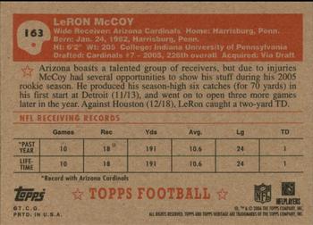 2006 Topps Heritage #163 LeRon McCoy Back