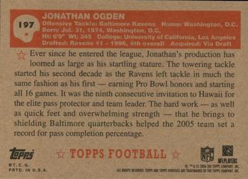 2006 Topps Heritage #197 Jonathan Ogden Back