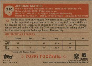 2006 Topps Heritage #210 Jerome Mathis Back