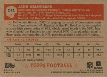 2006 Topps Heritage #212 Jake Delhomme Back