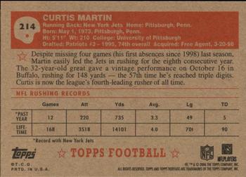 2006 Topps Heritage #214 Curtis Martin Back