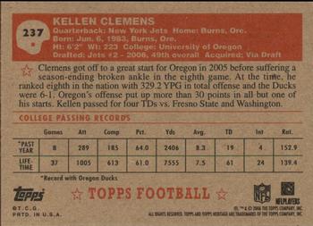 2006 Topps Heritage #237 Kellen Clemens Back