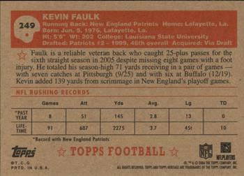 2006 Topps Heritage #249 Kevin Faulk Back