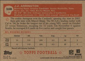 2006 Topps Heritage #258 J.J. Arrington Back