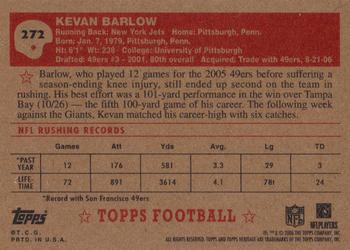 2006 Topps Heritage #272 Kevan Barlow Back