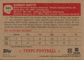 2006 Topps Heritage #281 Darius Watts Back