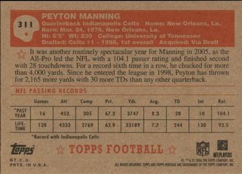 2006 Topps Heritage #311 Peyton Manning Back