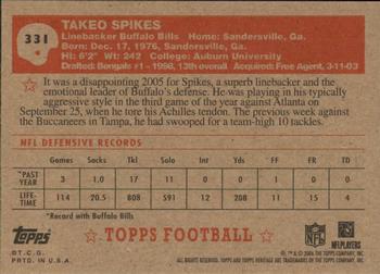 2006 Topps Heritage #331 Takeo Spikes Back