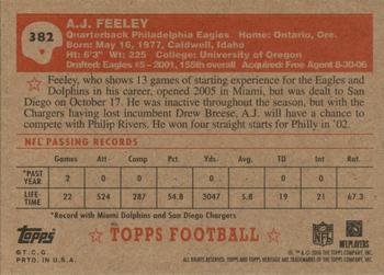2006 Topps Heritage #382 A.J. Feeley Back