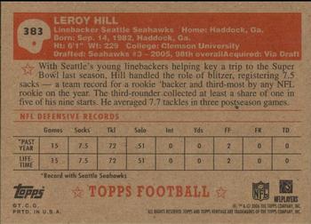 2006 Topps Heritage #383 Leroy Hill Back