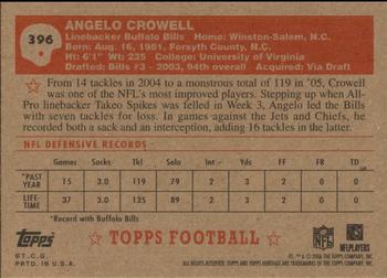 2006 Topps Heritage #396 Angelo Crowell Back
