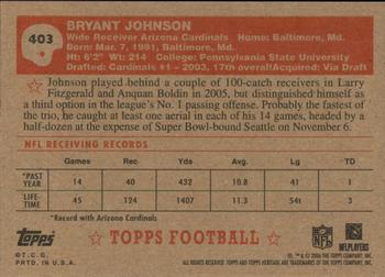2006 Topps Heritage #403 Bryant Johnson Back