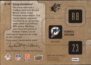 2009 SPx - Winning Materials Jersey #W-RB Ronnie Brown Back