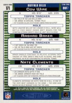 2006 Topps Total #171 Rashad Baker / Nate Clements / Coy Wire Back
