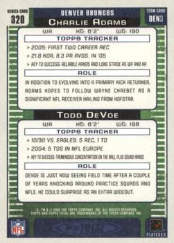 2006 Topps Total #320 Todd DeVoe / Charlie Adams Back