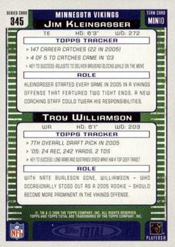 2006 Topps Total #345 Troy Williamson / Jim Kleinsasser Back