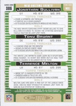 2006 Topps Total #386 Johnathan Sullivan / Terrence Melton / Tony Bryant Back