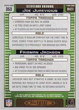 2006 Topps Total #353 Joe Jurevicius / Frisman Jackson Back