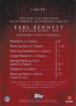 2009 Topps - Career Best Autographs #CBA-EB Earl Bennett Back