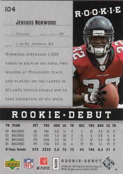 2006 Upper Deck Rookie Debut #104 Jerious Norwood Back