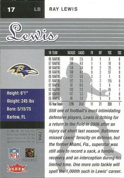 2006 Ultra #17 Ray Lewis Back