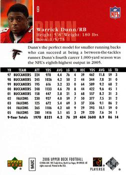 2006 Upper Deck #9 Warrick Dunn Back