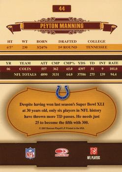 2007 Donruss Classics #44 Peyton Manning Back
