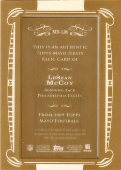 2009 Topps Mayo - Relics #MR-LM LeSean McCoy Back
