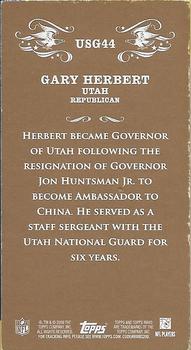 2009 Topps Mayo - United States Governors #USG44 Gary Herbert Back