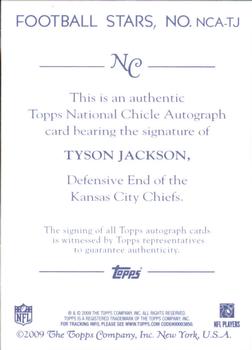2009 Topps National Chicle - Autographs #NCA-TJ Tyson Jackson Back