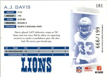 2007 Donruss Threads #181 A.J. Davis Back