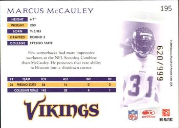2007 Donruss Threads #195 Marcus McCauley Back