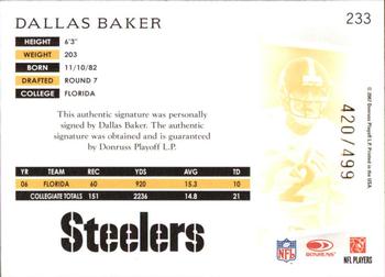 2007 Donruss Threads #233 Dallas Baker Back