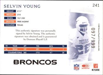 2007 Donruss Threads #241 Selvin Young Back