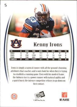 2007 Press Pass Legends #5 Kenny Irons Back