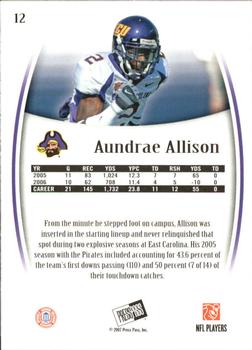 2007 Press Pass Legends #12 Aundrae Allison Back