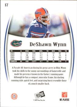 2007 Press Pass Legends #17 DeShawn Wynn Back