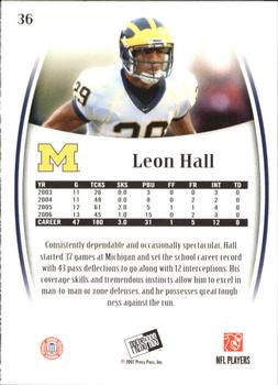 2007 Press Pass Legends #36 Leon Hall Back