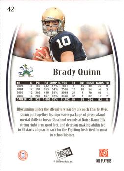 2007 Press Pass Legends #42 Brady Quinn Back