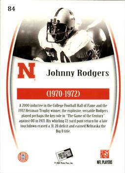 2007 Press Pass Legends #84 Johnny Rodgers Back