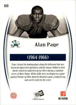 2007 Press Pass Legends #88 Alan Page Back