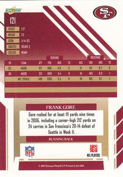 2007 Score #121 Frank Gore Back