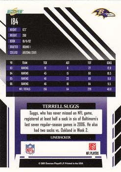 2007 Score #184 Terrell Suggs Back