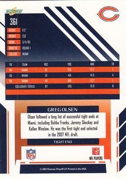 2007 Score #361 Greg Olsen Back