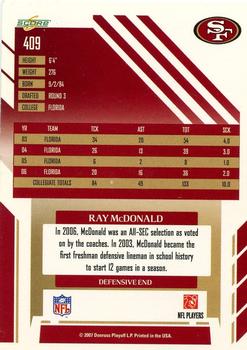 2007 Score #409 Ray McDonald Back